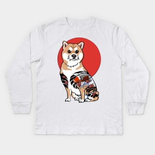 Yakuza Shiba Inu Kids Long Sleeve T-Shirt
